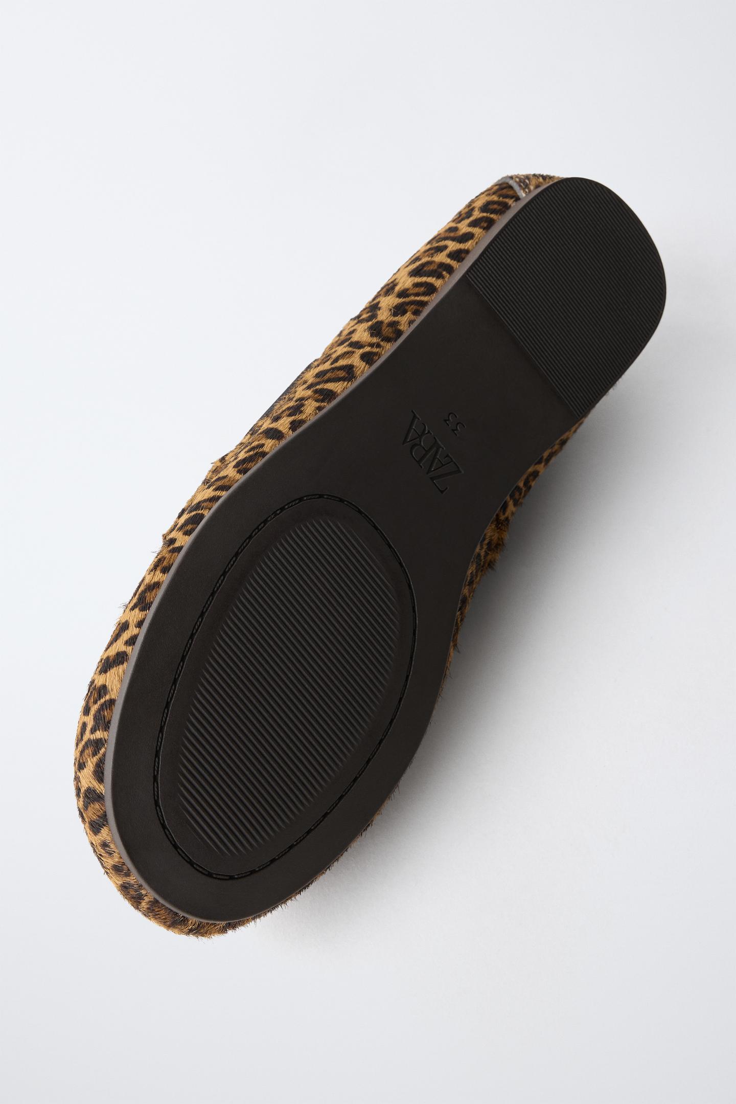 Детские мокасины Zara Leopard Print Leather, цвет: Коричневый — фото 7