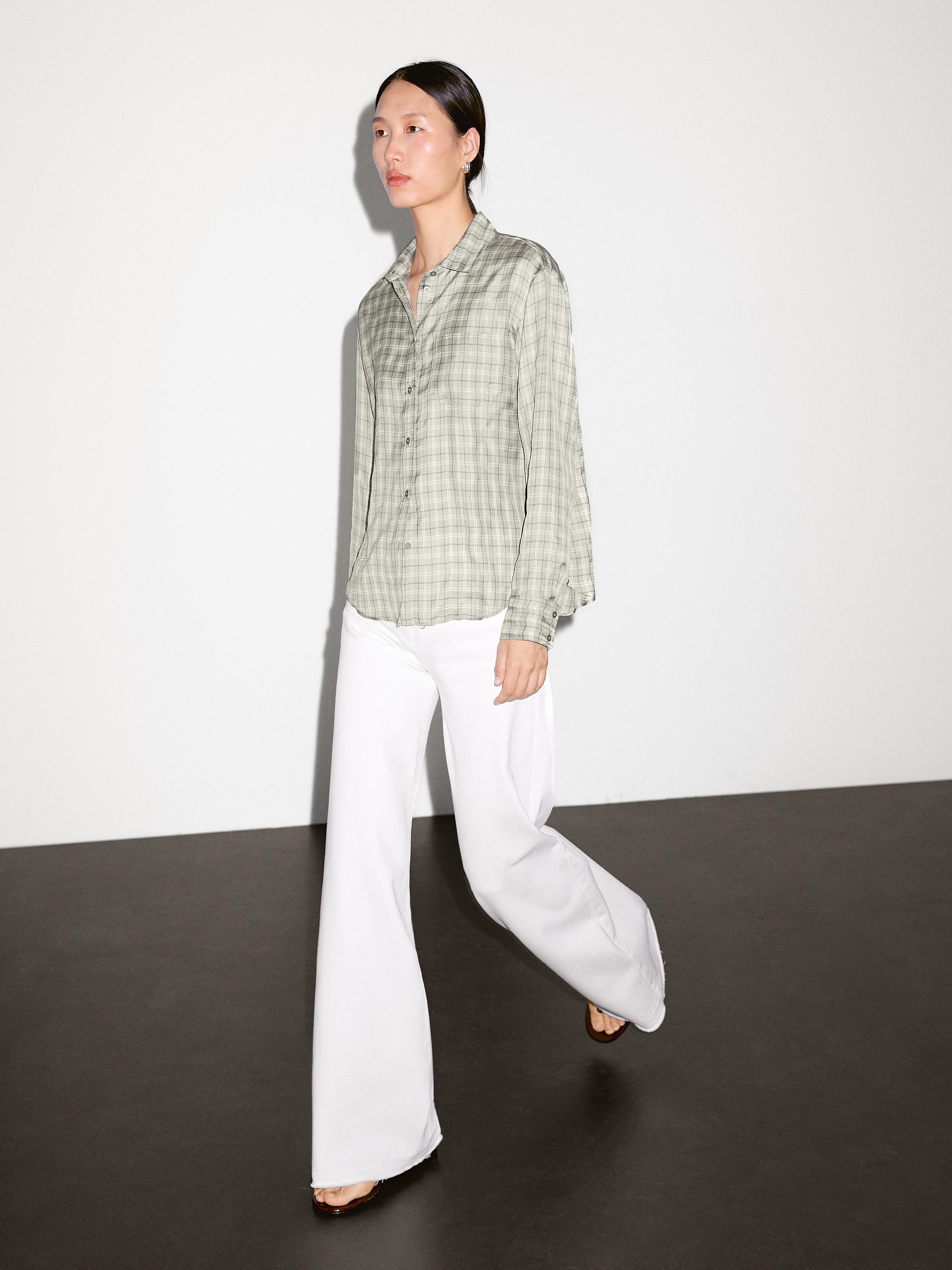 Flowing 100% cupro check shirt