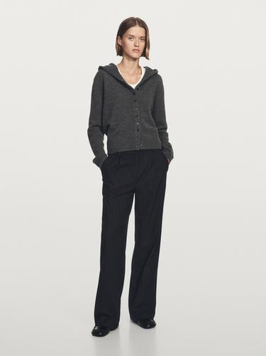 Zara Pinstripe wide-leg trousers - Navy blue