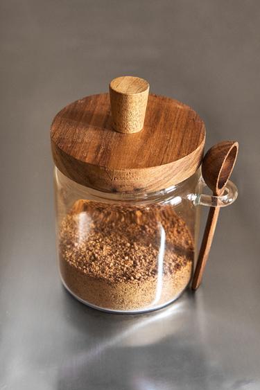 BOROSILICATE GLASS AND WOOD SUGAR BOWL - Light beige by Zara - Image 5