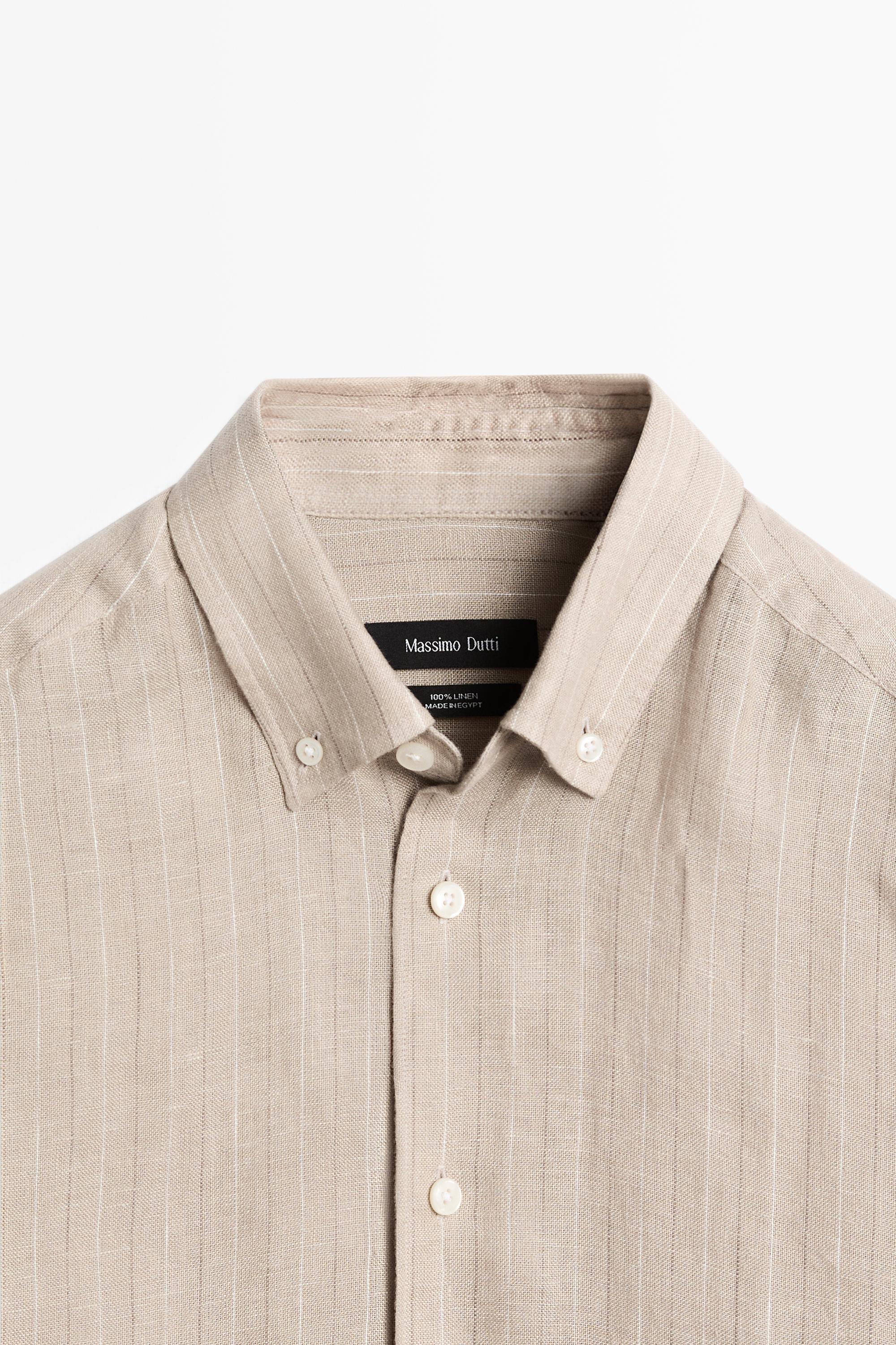 Chemise slim 100 % lin à rayures