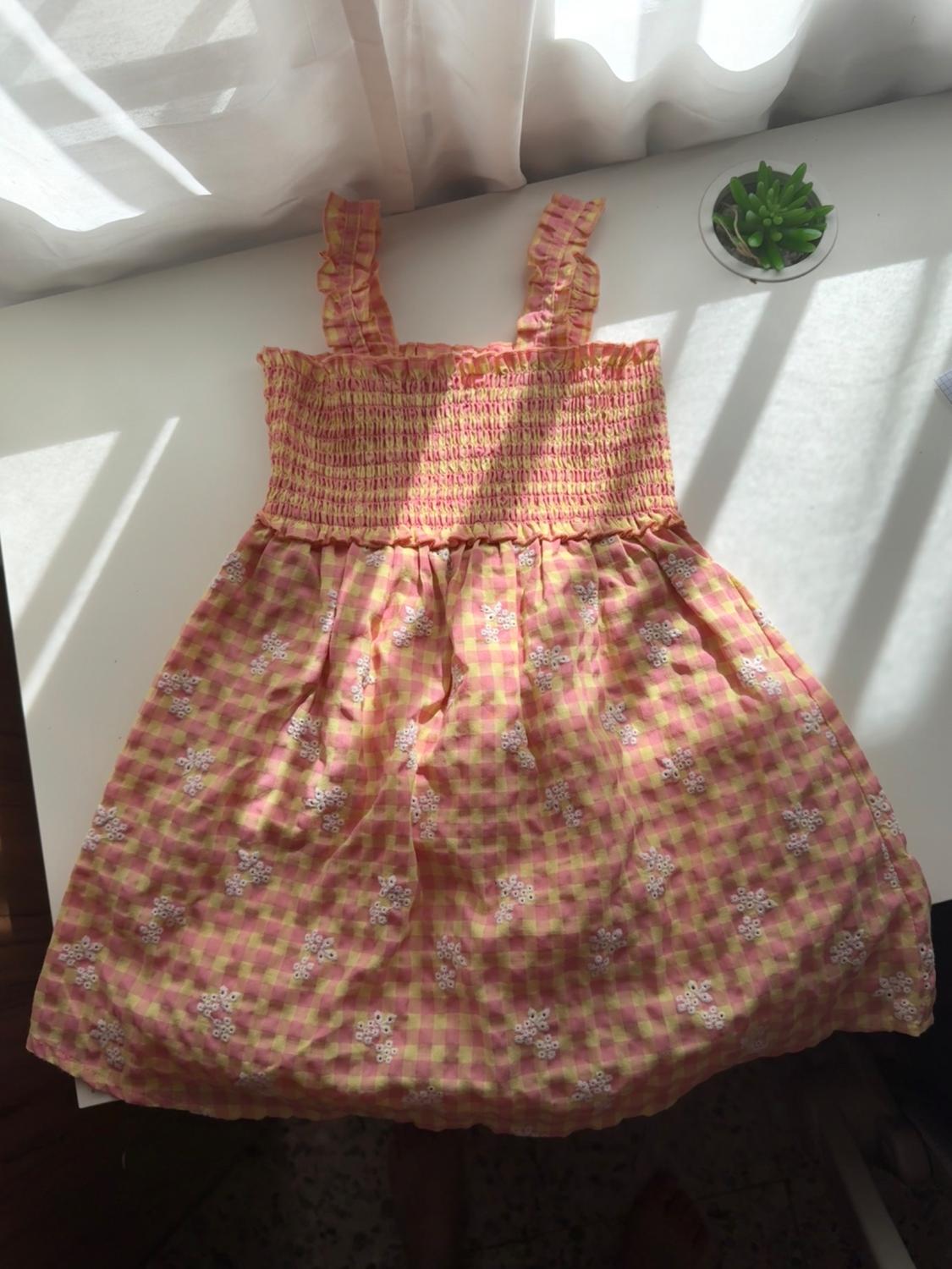GINGHAM CHECK DRESS WITH FLOWERS - Image 4