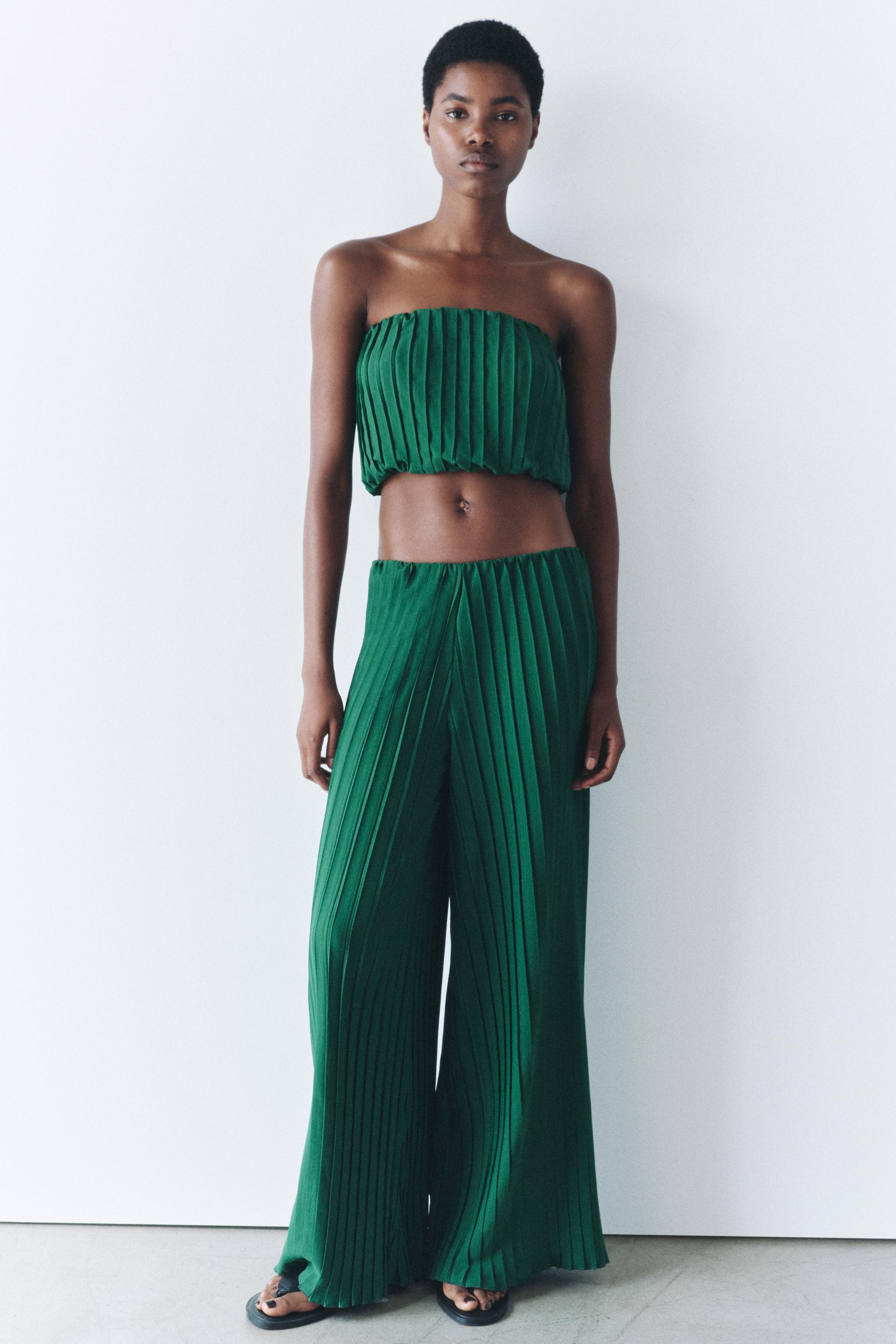 Green zara pants on sale