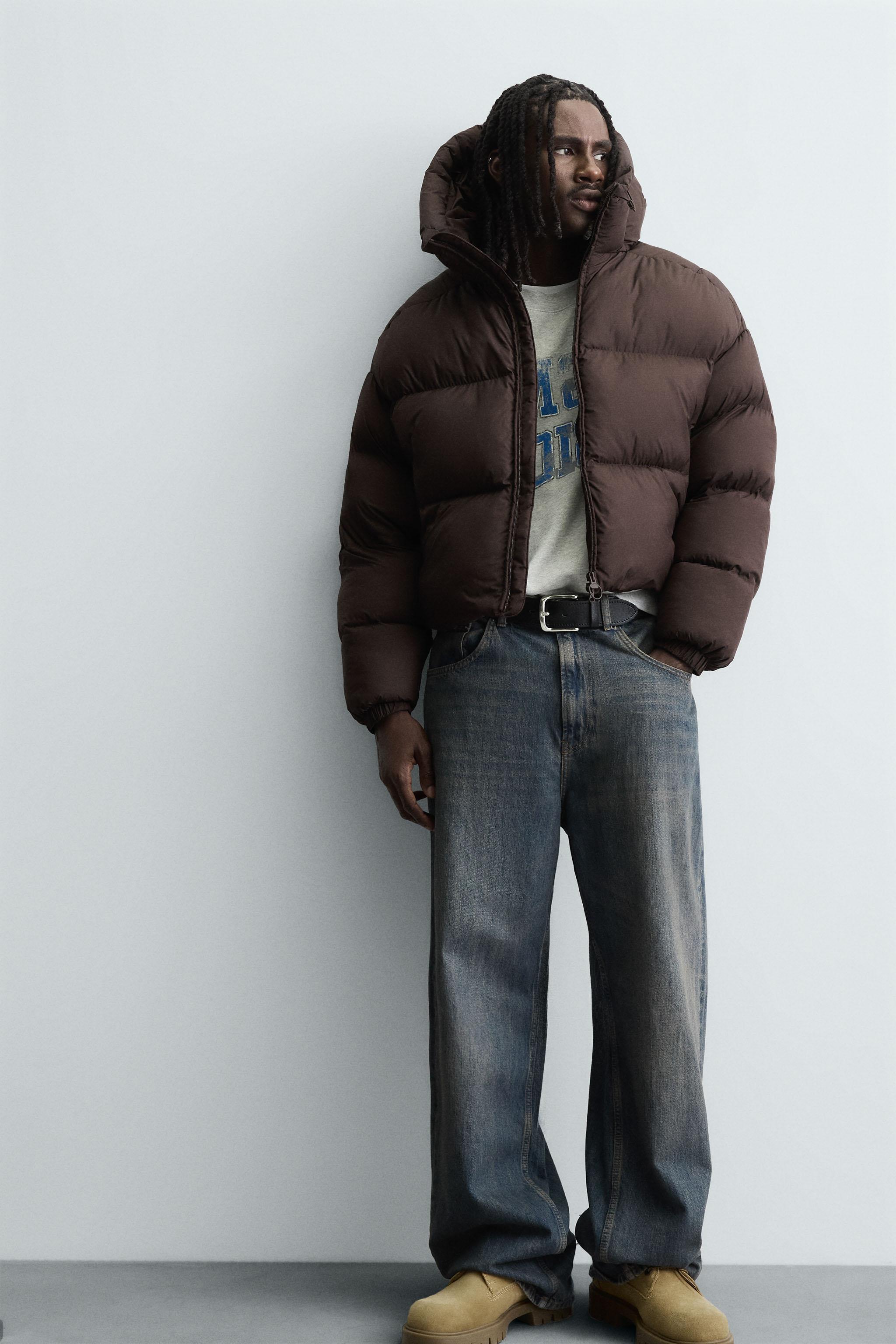 クロップド丈パフジャケット - ブラウン | ZARA Japan / 日本