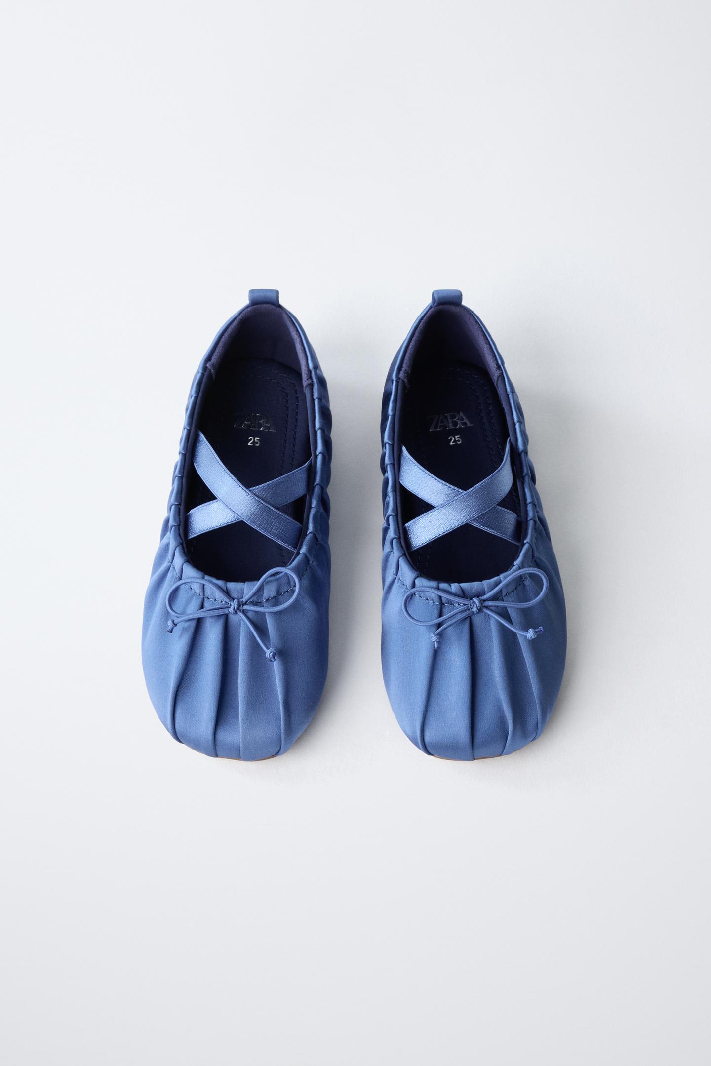 Детские балетки Zara Satin-Effect Ballet, цвет: Синий — фото 5
