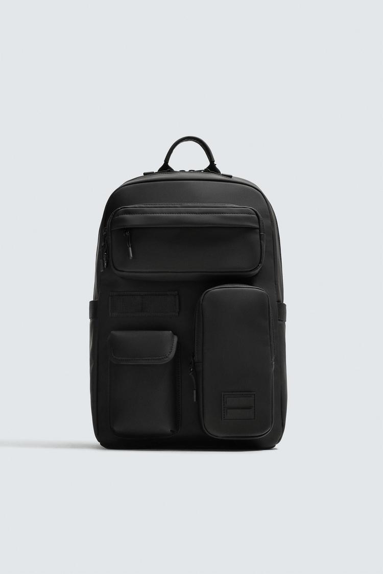 ZARA RUBBERISED MULTI-POCKET BACKPACK