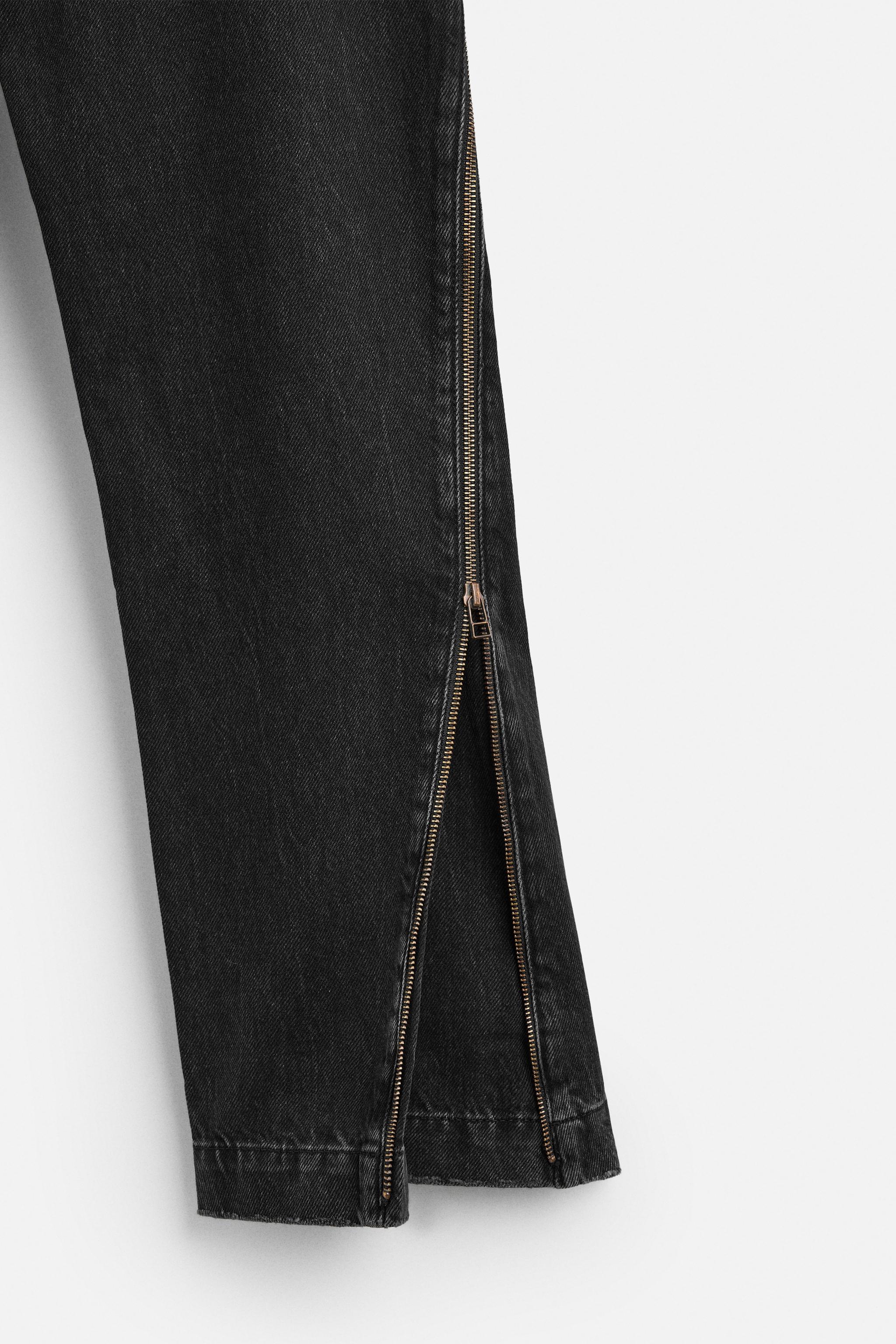 フレアフィットジーンズ サイドジッパー - カーボン | ZARA
