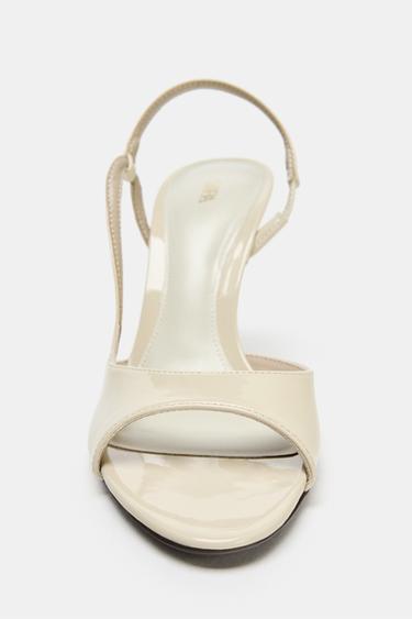 PATENT-EFFECT HIGH-HEEL SANDALS - Ecru White by Zara - Image 4