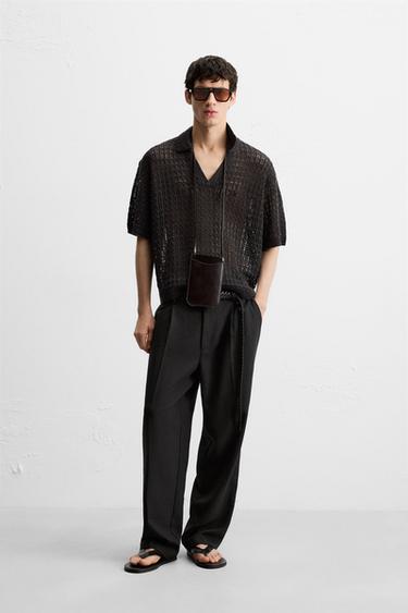 POLO EN MAILLE AJOURÉE - Charbon de Zara - Image 0