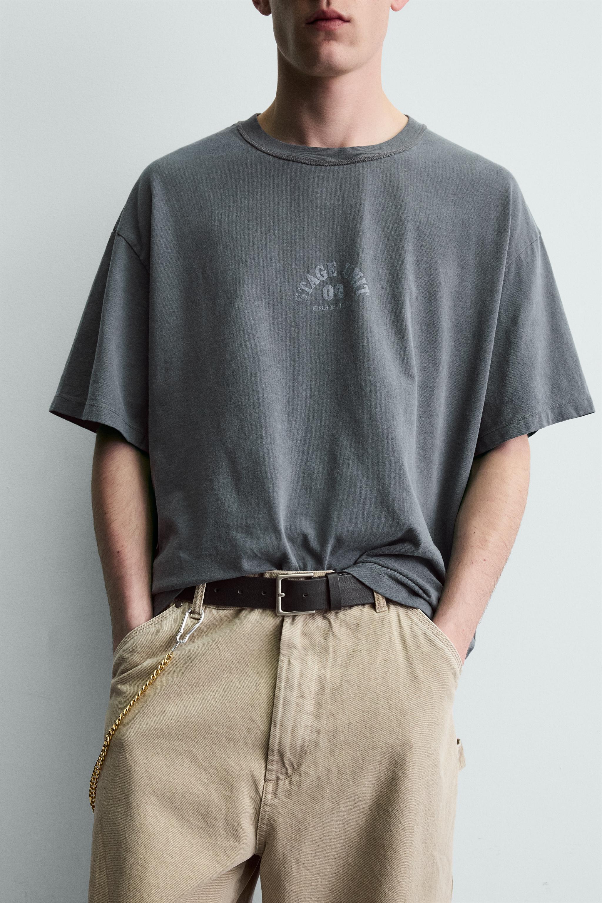 T-SHIRT DÉLAVÉ À IMPRIMÉS EN CONTRASTE