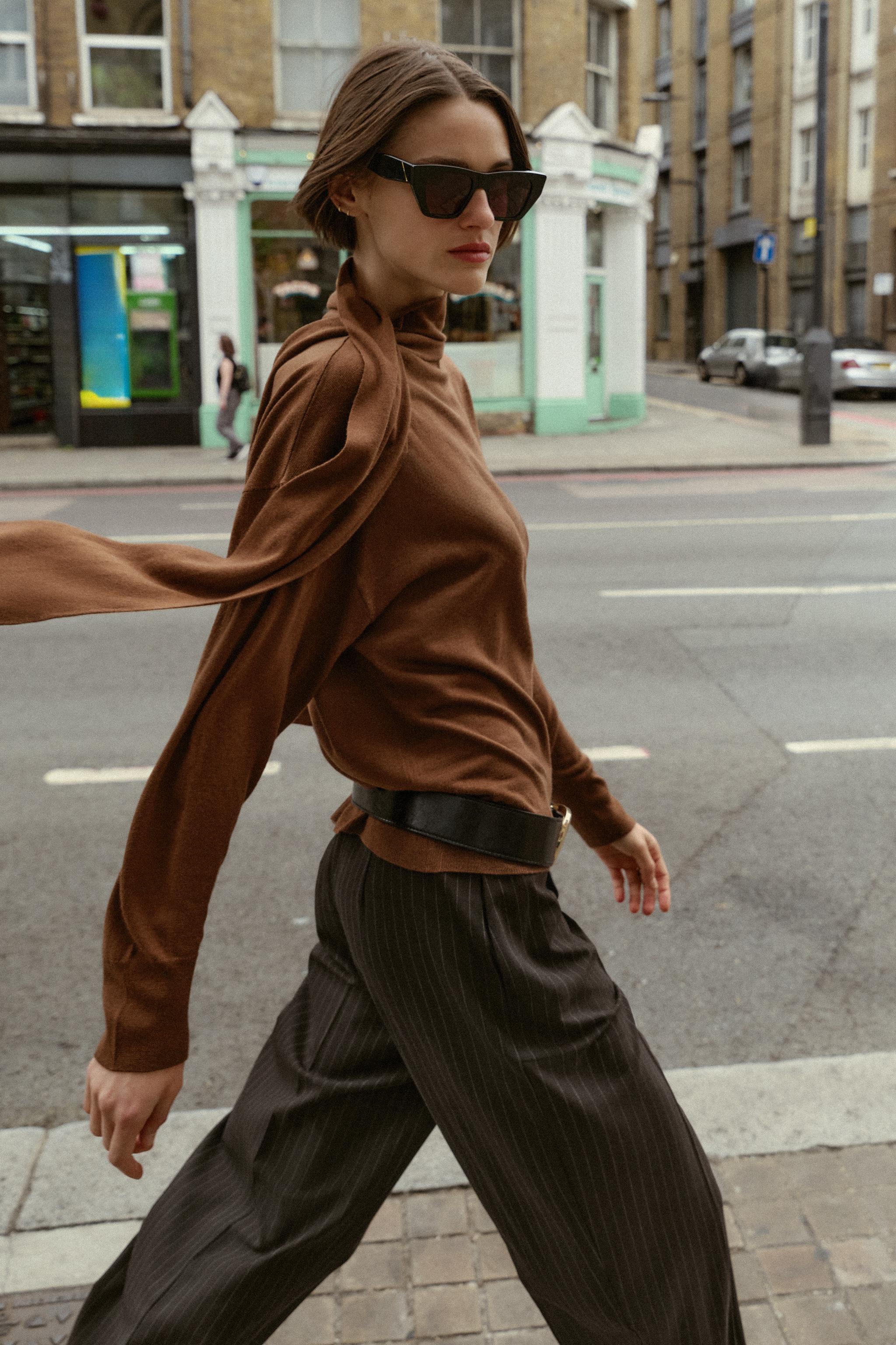 細編みリボンニットセーター - ブラウン | ZARA Japan / 日本