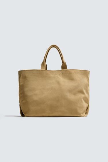 Zara LEATHER TOTE BAG - Toasted Brown