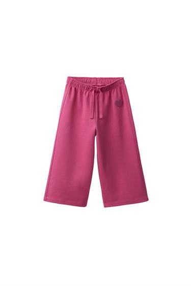 PANTALONI FELPA GAMBA LARGA CUORE INTERLOCK - Fucsia scuro di Zara