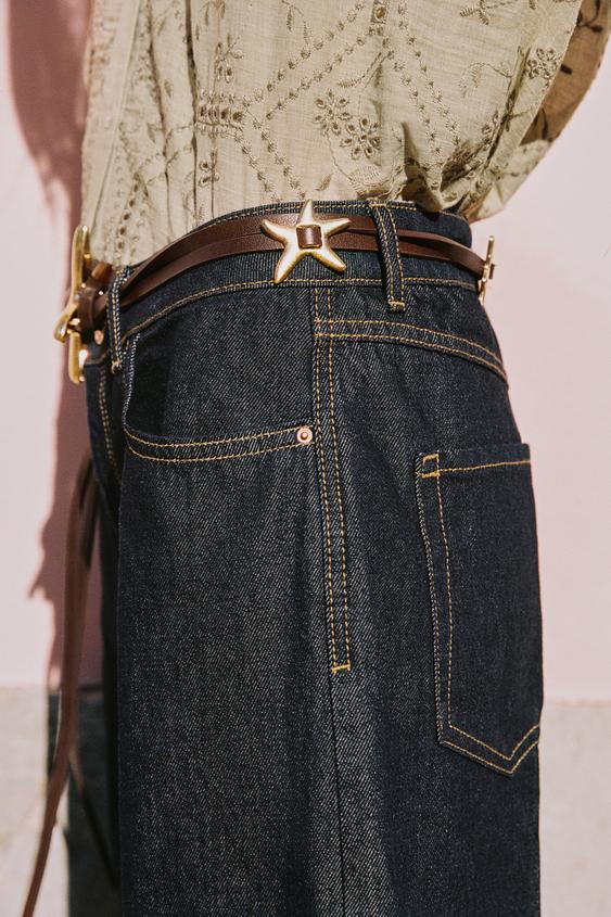 100% LEATHER DOUBLE STAR BELT from Zara - $45.90