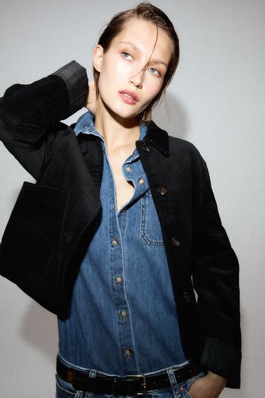 Zara CORDUROY JACKET ZW COLLECTION - Black
