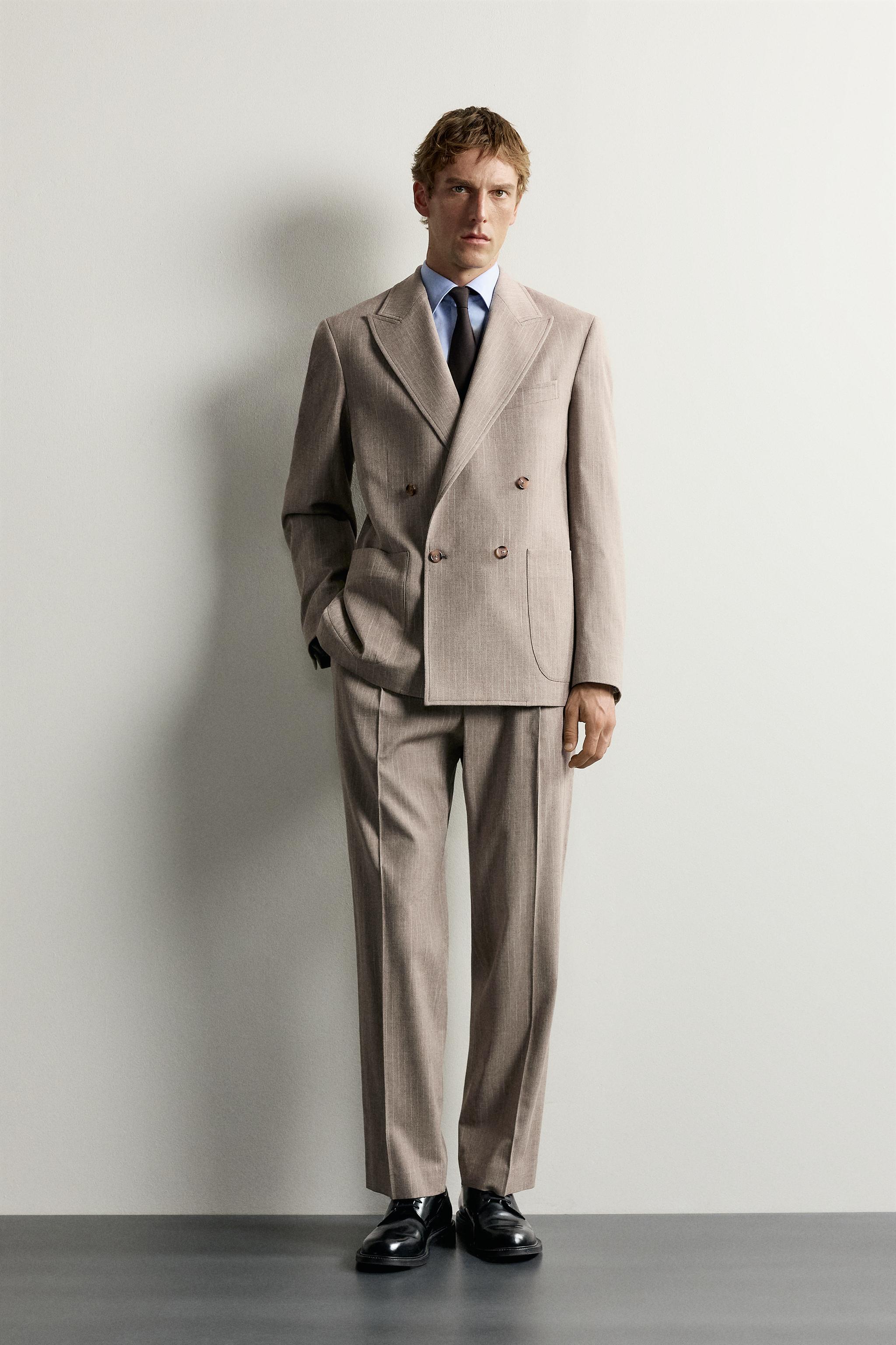 VESTE DE COSTUME CROISÉE REGULAR FIT À RAYURES