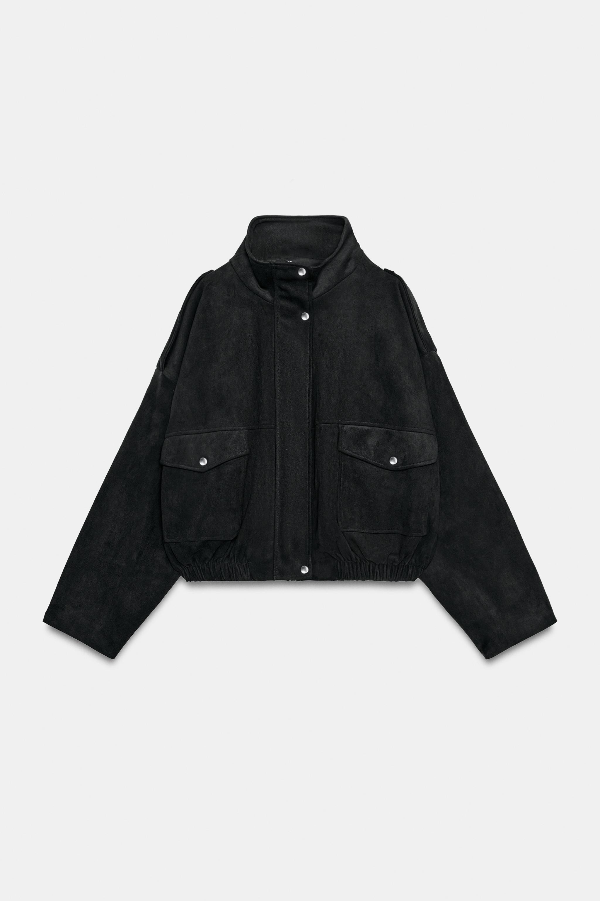 Zara Suni Süet Bomber Ceket görsel 6