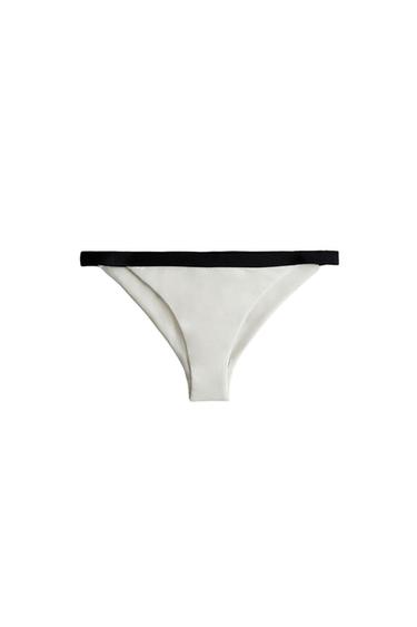 BEACH BIKINI BOTTOMS WITH CONTRAST STRIPE - Ecru by Zara
