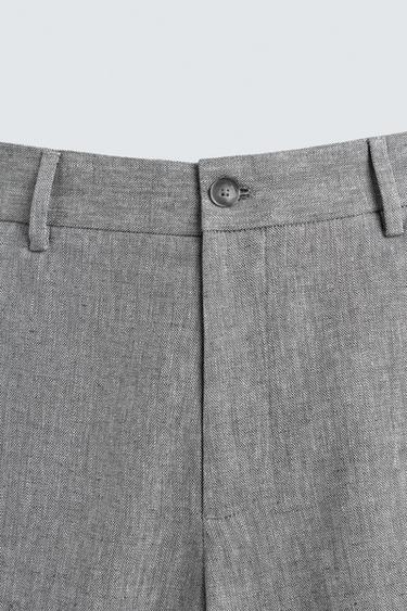 COTTON/LINEN BERMUDA SHORTS - Grey by Zara - Image 7