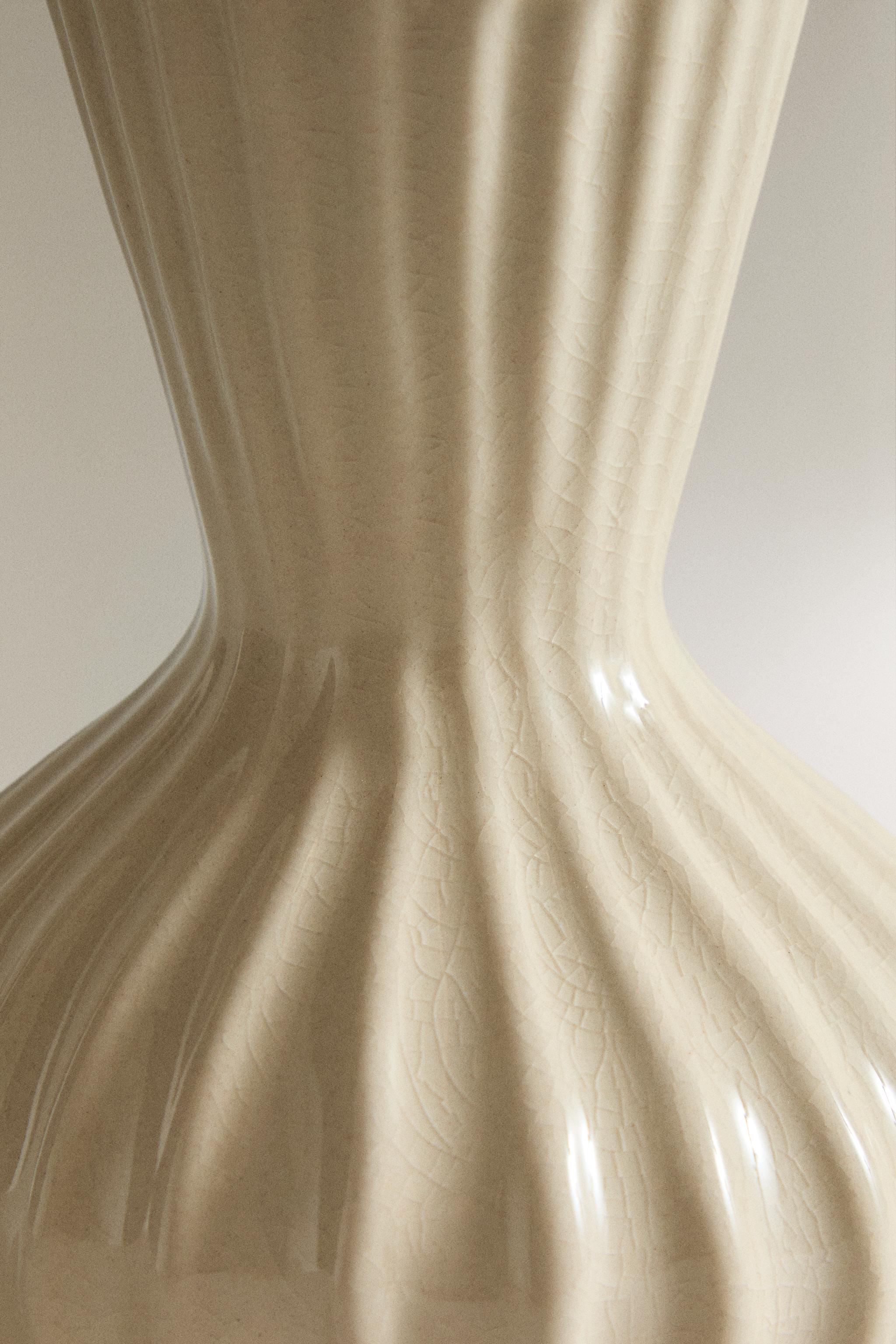 SMALL STRIPED GLAZED CERAMIC VASE