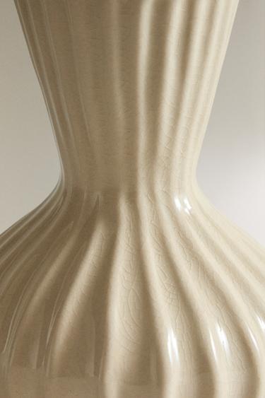 SMALL ENAMELLED STRIPED CERAMIC VASE - Cream by Zara - Image 3