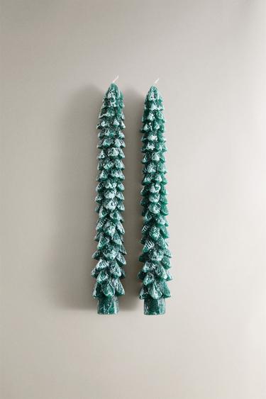 PACK LANGE DEKORATIVE WEIHNACHTSKERZEN TANNENBAUM (2ER-PACK) - Grün von Zara - Bild 0