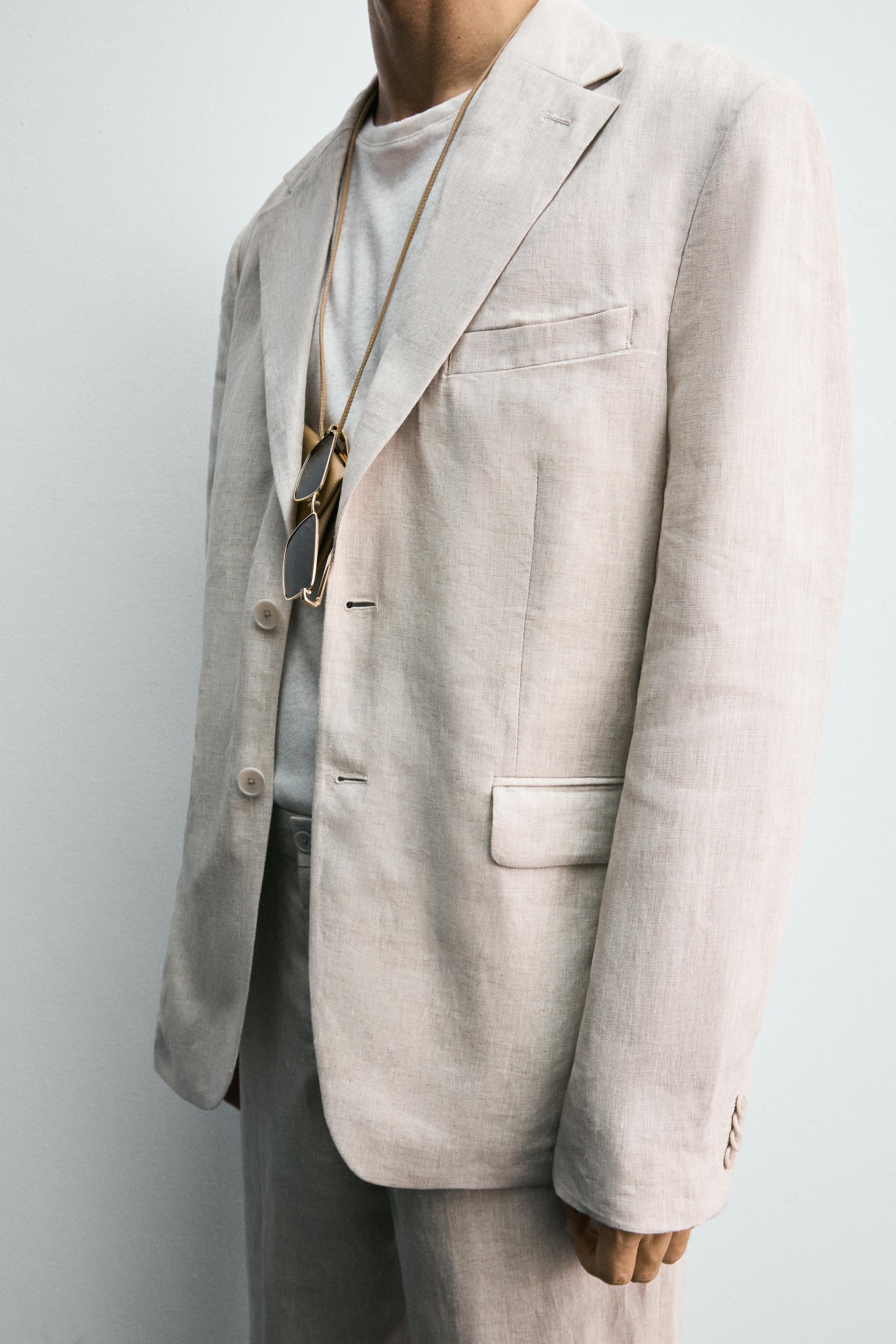 ジャケット・アウター 80s 90s EURO linen tailored jacket beige 80s Beige Women's Blazer, Long Linen Cotton Blend Dirndl