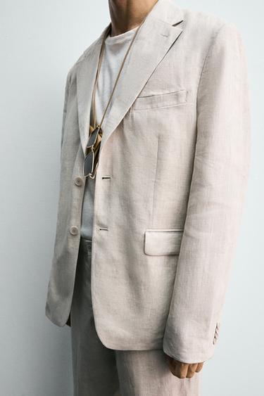 BLAZER COSTUME 100 % LIN - Beige clair de Zara - Image 6
