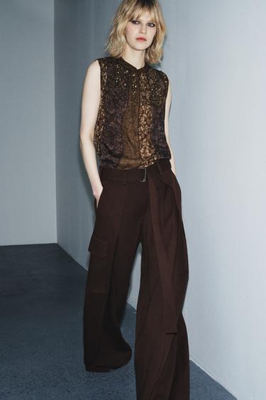 Zara ZW COLLECTION PATCHWORK BLOUSE - Multicolored