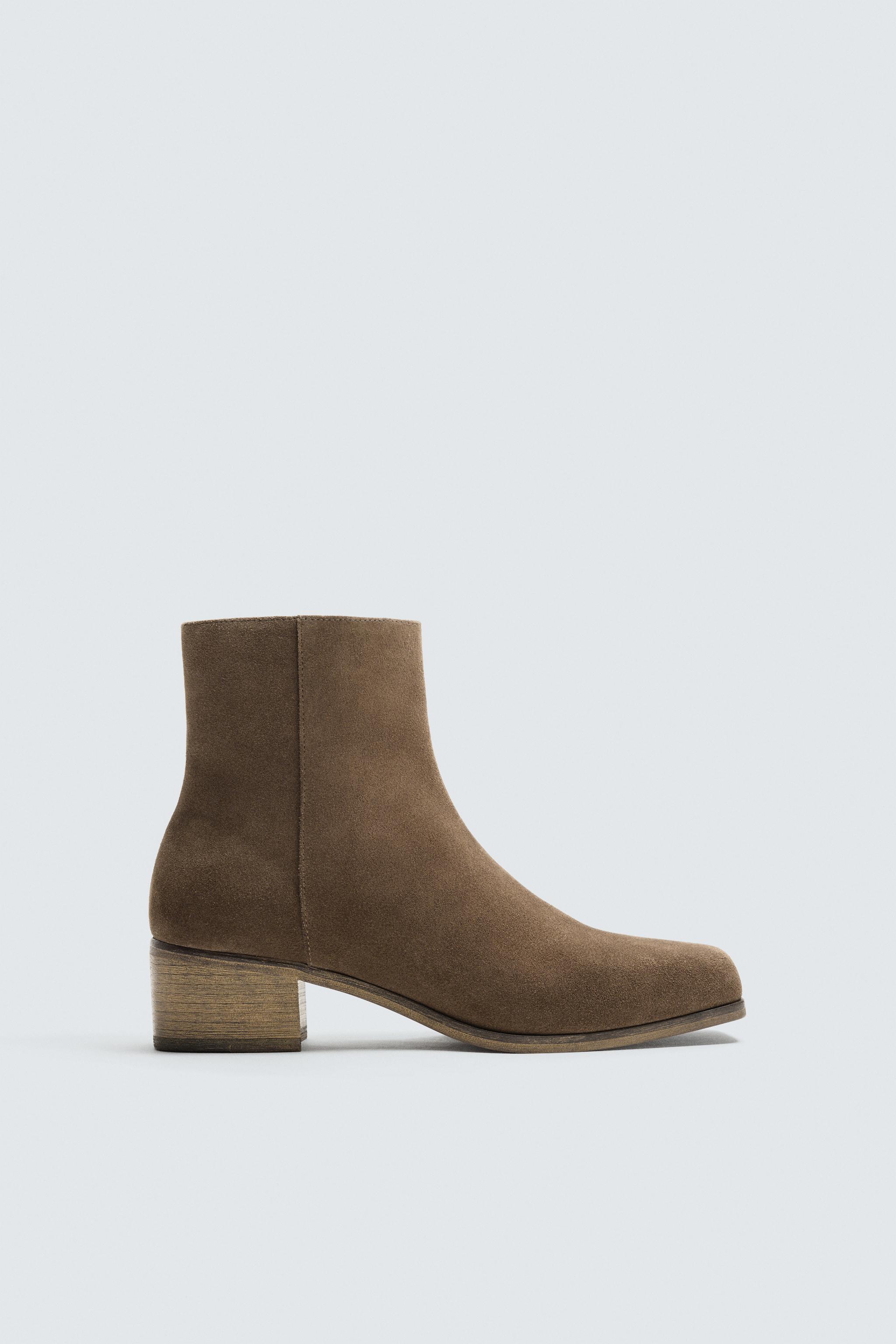レザーヒールブーツ - サンドブラウン | ZARA Japan / 日本