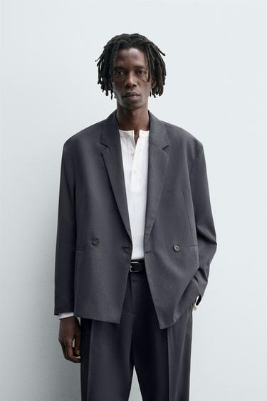 Zara 雙排扣西裝外套 - 煤灰色
