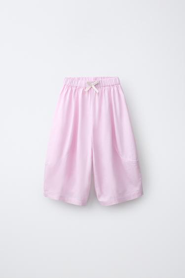 LINEN BLEND SAROUEL TROUSERS - Pink by Zara