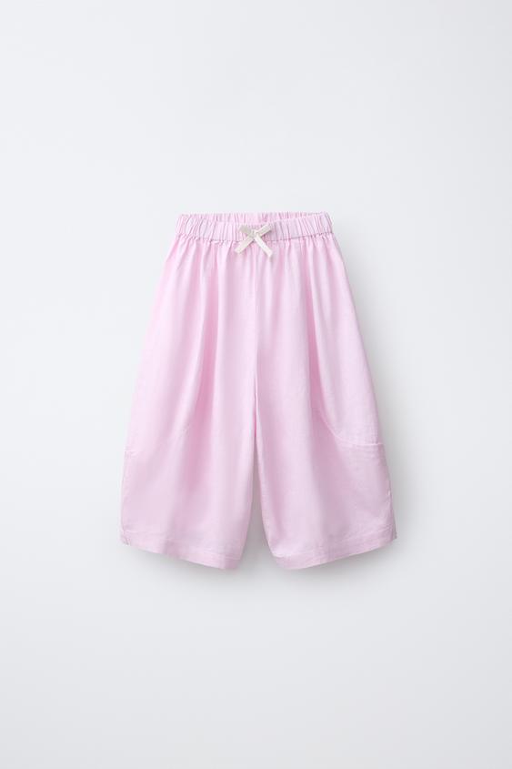 PANTALÓN BOMBACHO CON LINO - Rosa de Zara - Imagen 0