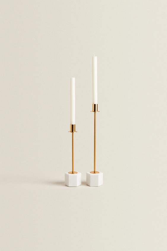 CANDLESTICK WITH MARBLE BASE White ZARA Mexico