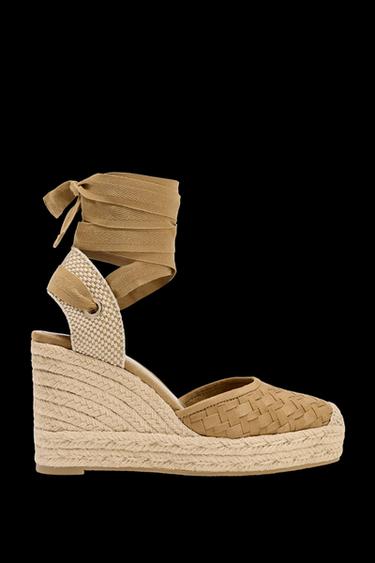 BRAIDED BODY WEDGE HEELS - Sand Brown by Zara - Image 0