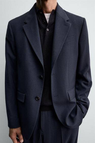 BLAZER DE COSTUME 100 % LAINE - Bleu marine de Zara - Image 4