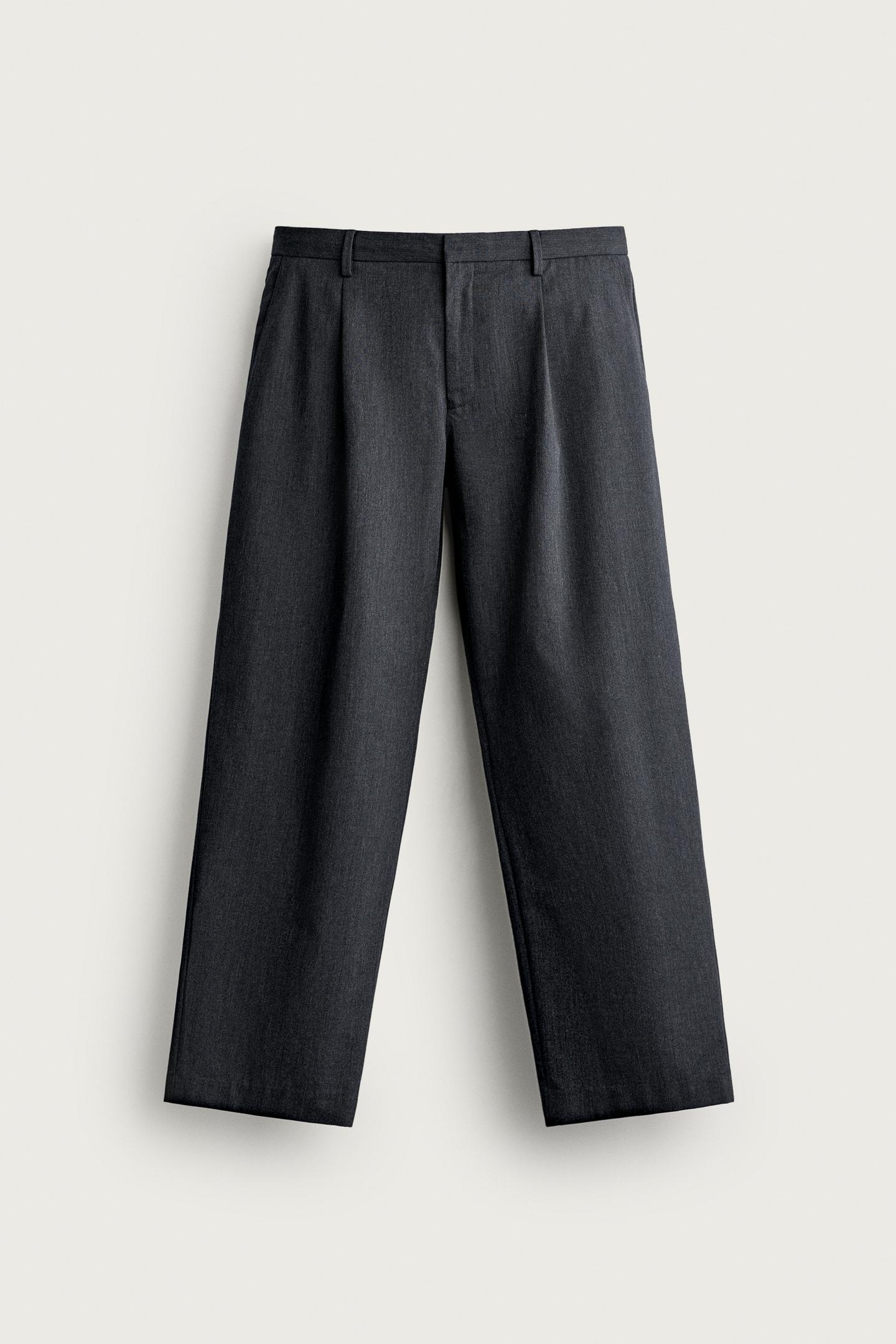 Мужские брюки Zara Regular Fit Pleated Suit, цвет: Голубоватый — фото 5