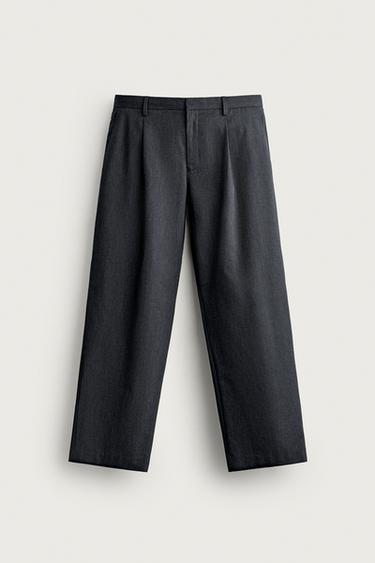 REGULAR FIT PLEATED SUIT PANTS — Bluish 1