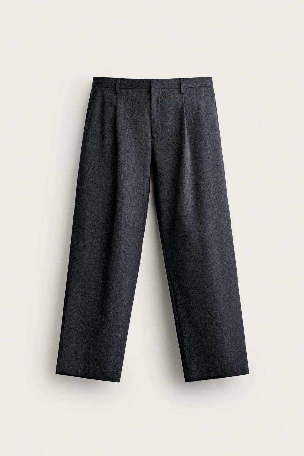 REGULAR FIT PLEATED SUIT TROUSERS