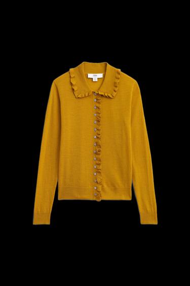 Zara 100% WOOL RUFFLED LIMITED EDITION JACKET - Mustard