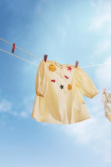 Zara DEČIJA HALJINA ZA PLAŽU SA VEZOM – krema