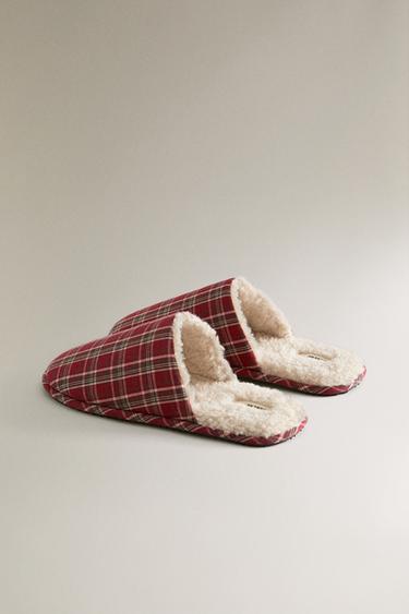 WARM CHECK SLIPPERS - Red by Zara - Image 3