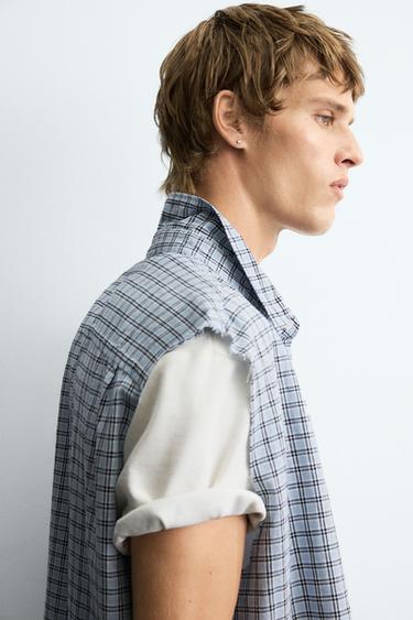 CROPPED FIT CHECK SHIRT - Blue by Zara