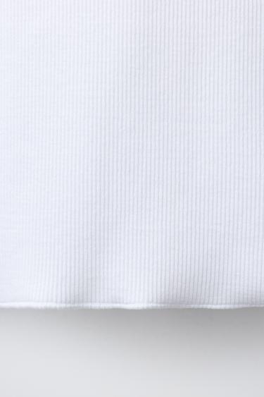 T-SHIRT CÔTELÉ SANS MANCHES BRODÉ - Blanc de Zara - Image 3