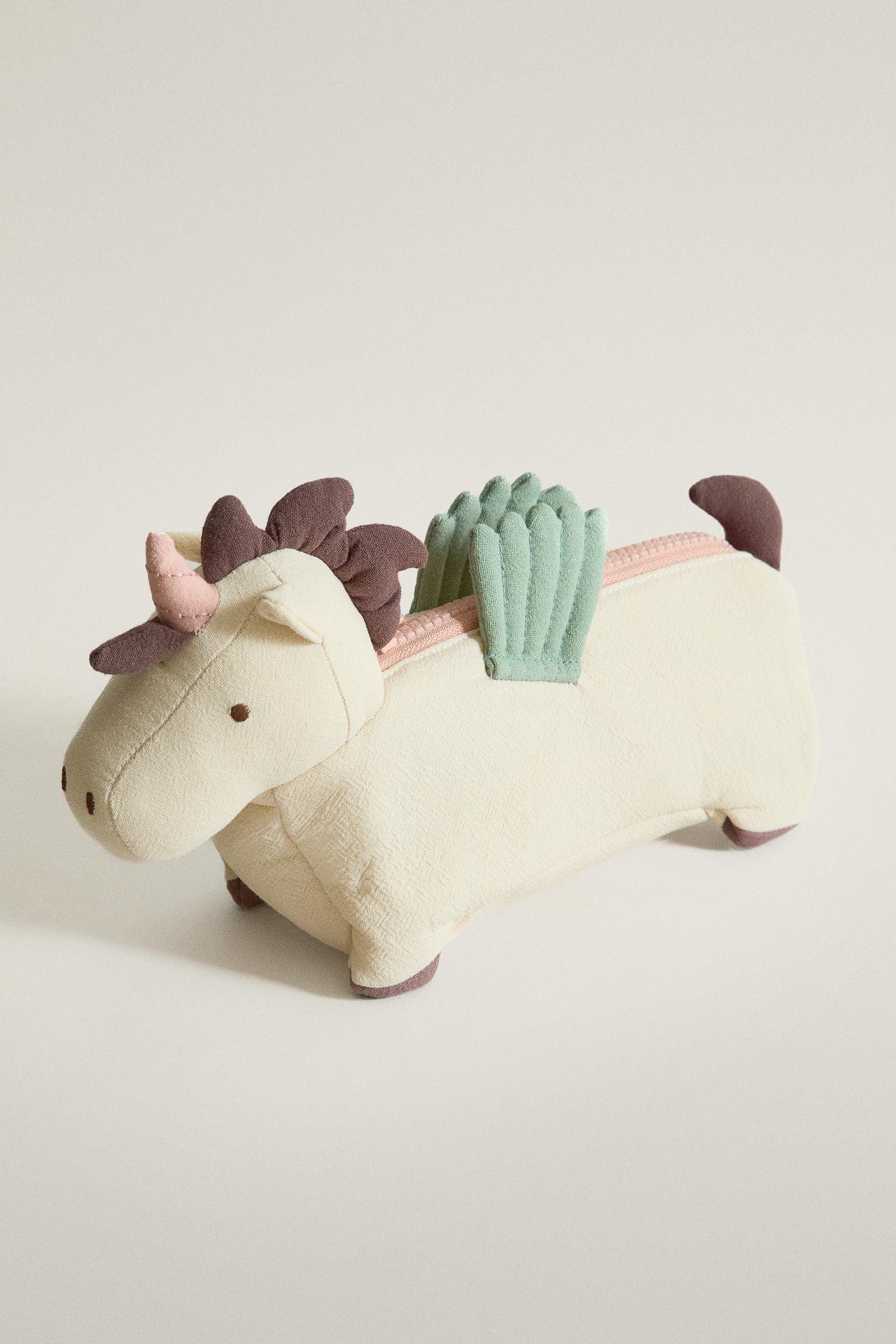 CHILDREN’S UNICORN PENCIL CASE — Ecru