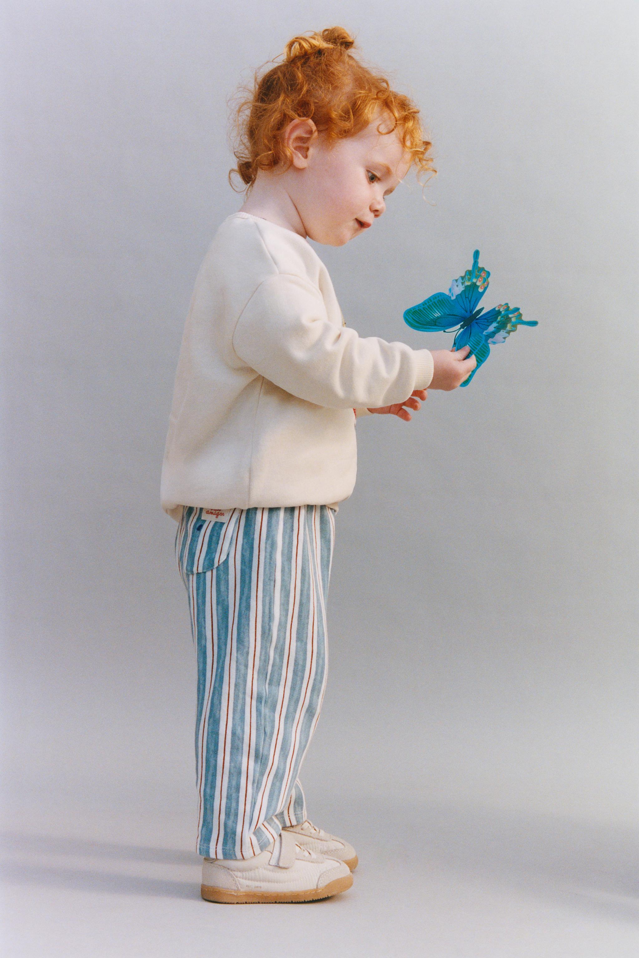 STRIPED PRINT TROUSERS — Sea green