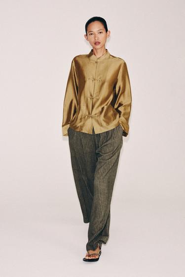 CHEMISE SATINÉE ALAMARS ZW COLLECTION - Moutarde de Zara - Image 3
