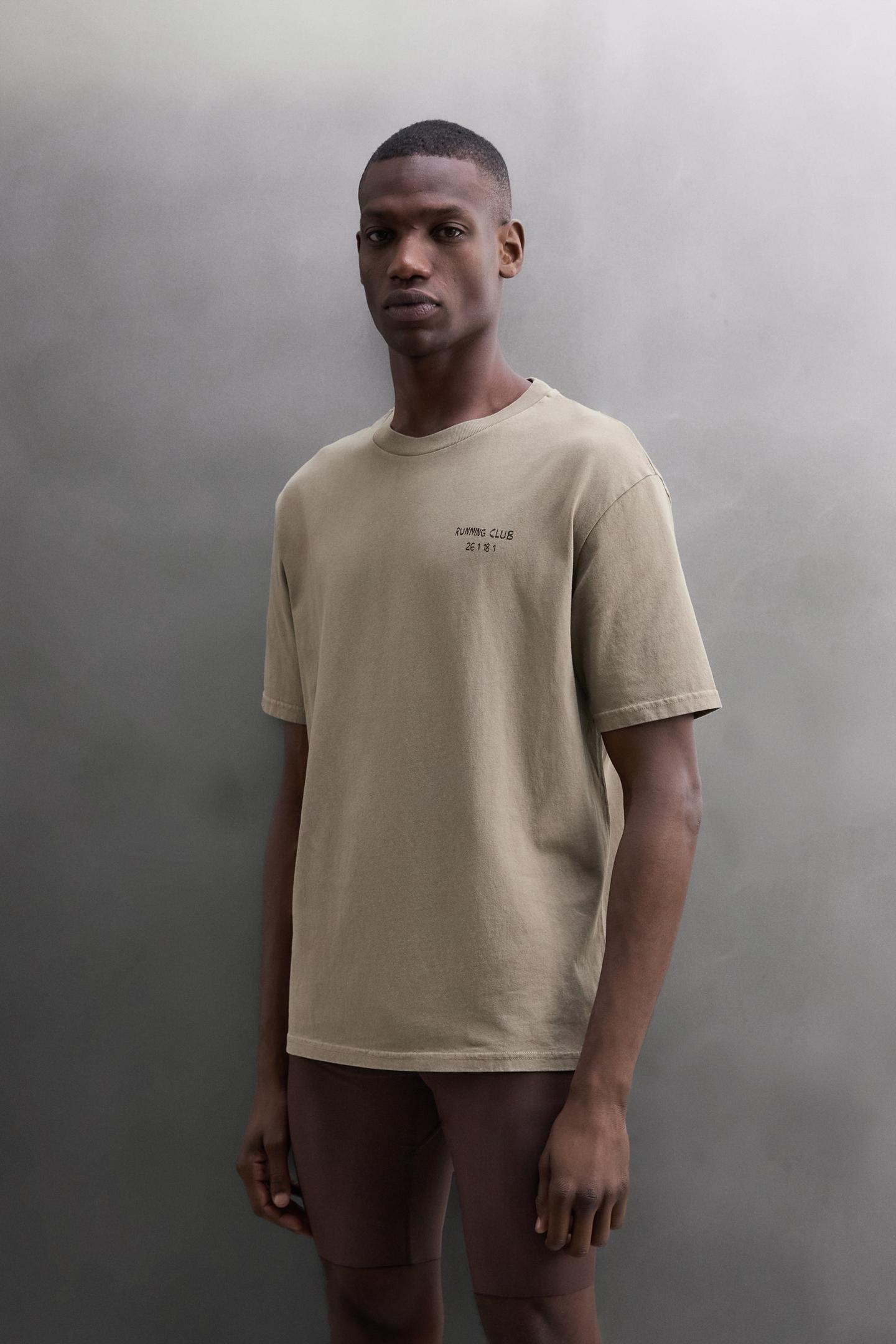 Мужская футболка Zara Printed Cotton, цвет: Коричневый / Серо-коричневый — фото 3