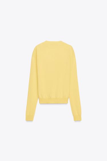 100% CASHMERE BUTTON CARDIGAN - Yellow by Zara - Image 6