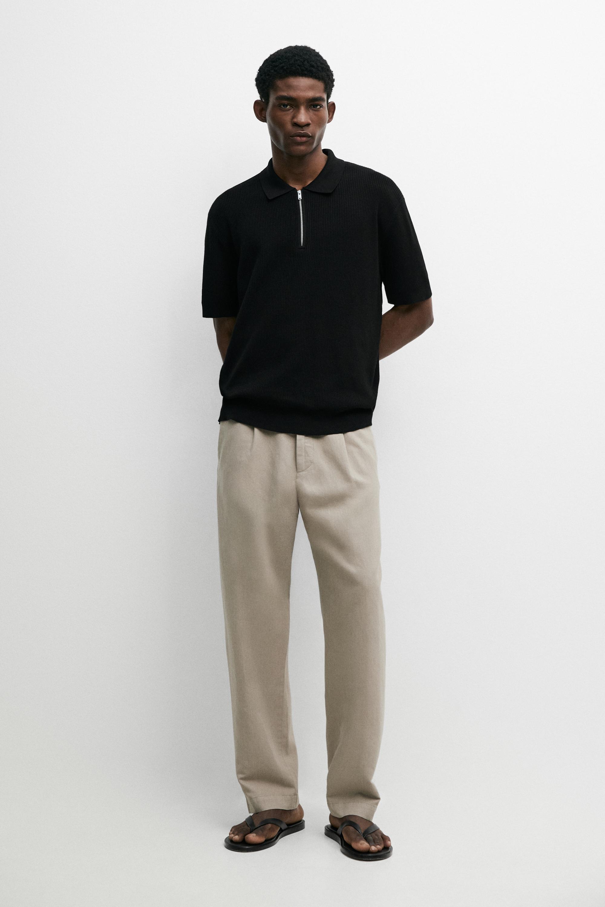 Knit polo sweater with quarter-zip collar